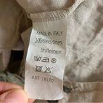 Italian Ribbed Beige Blue Floral Linen Dress Medium Artisanal Boho Resort Style Photo 5