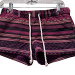 Roxy Pink Purple Aztec Mini Cotton Shorts Size Small Boho Beach Hippie Girly Photo 0