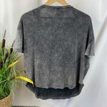 Free People  gray Short Sleeve Layered Linen Blend Oversized Top XS Photo 1