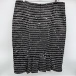 Nanette Lepore Nanette Lapore Woven Tweed in Horizontal Black/White Pattern Back Kick Pleats-6 Photo 1