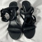 Joie ‎ Braided Black Sandal Heels Size 35.5 Photo 2