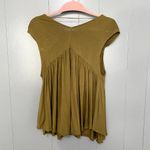 Free People  Olive Green Back in Town V-neck Tie Oversized Boho Tank Top XS Photo 5
