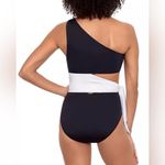 Ralph Lauren Cutout One Shoulder Women One Piece Swimsuit Black & White Size 12 Photo 1