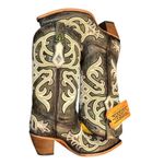 Corral  Leather Green/Gray Embroidered Overlay Western Pull On Boots(Size 8.5) Photo 1