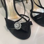 Caparros Black Satin Crystal Bow Sling Back Heel Evening Shoes size 8.5 Photo 1