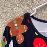 Imperfect Festive Holiday Print Dress size large long sleeved stretchy Black Photo 1