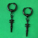 Titanium Steel Dagger Dangle Drop Earrings for Men Women,Punk Hip Hop Earrings Black Photo 0
