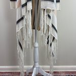Lovestitch Loose Knot Striped Open Duster Cardigan Fringe Handkerchief Hem Sz M Photo 4
