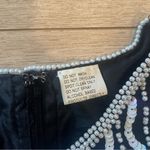 Vintage Stenay Black Silk Women’s Sequin Pearl Striped Short Sleeve Top Size L Size L Photo 4