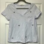 Doe & Rae White V-Neck Dog Embroidered Women's Top Photo 0