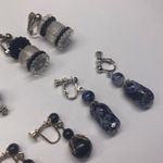 Black Bead Lot Of 4 Costume Earrings Vintage Clip On Screw On Blue / Dangle Mix Photo 11