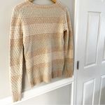 J.Crew Striped Lambswool Neutral Honeycomb-Stitch Sweater Size XS Photo 2