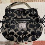 Coach Poppy Signature C Monogram Shoulder Bag Black Tan Hobo Purse Photo 0