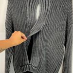Wildfox Gray Black Knit Keyhole Cut Out Back Long Sleeve Sweater Small Photo 4