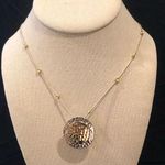 Silpada Silver and Gold Station Necklace and Two Tone Hammered Round Pendant Photo 0