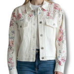 Anthropologie Mystree Size S White Embroidered Denim Jacket Western Cottage Photo 0