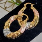 Gold Filled Tricolor Swirl Hoop Earrings Photo 2