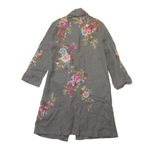 Johnny Was NWT Amara Heavy Linen Coat in Shale Floral Embroidered Open Jacket S Photo 6