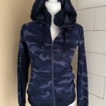 Athleta Triumph Full Zip Hoodie, Navy Camo, XS Scuba Thumb Hole Heavyweight Photo 2