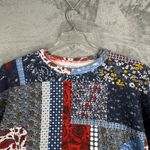 Zara Trafaluc TopWomens Patchwork Knit Long Sleeve Top Multicolor Boho Size S‎ Red Photo 3