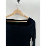 Ralph Lauren Lauren Women Black Velvet Trim Long Sleeve Shirt Square Neckline M Photo 4
