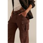 Free People Herringbone Textured Dark Academia Brown Cargo Pants Size 12 NWT Photo 14