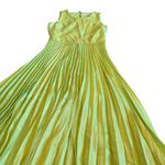 Banana Republic Silky Cutout Back Midi Dress Chartreuse Pleated Size 6 NWT Photo 11