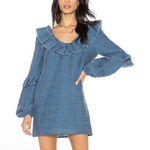 Tularosa Revolve Heather Dress Yale Blue Small Long Sleeve Cottage Boho Photo 0