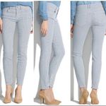 Madewell White & Blue Striped Zip Ankle Skinny Jeans Photo 8