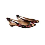 Aquazzura Bow Tie Floral Ballet Flats Size 36 Multicolor Pointed Toe Black Photo 1