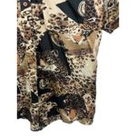 Vtg Print 100% Silk Animal Print Cheetah Blouse Medium Brown Women’s Safari Photo 2
