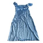 SheIn Satin Ruffle Trim Tie Back Dress Metallic Sky Blue Size Medium Formal Photo 2