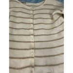 Sézane SEZANE Cream Gold Stripe Mohair Alpaca Blend Cardigan Sweater XS Photo 2