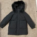 Real raccoon fur collar down winter jacket coat parka puffer trench coat bomber Black Size M Photo 4