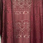 Charlotte Russe Boho Maroon/Burgundy Floral Damask Fringe Cardigan Sz S Photo 1