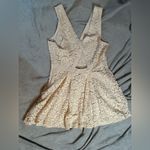 Free People  Lace V-neck Mini Back Cut Out Pleats Short Cream Dress Medium Photo 9