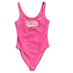 Forever 21 Barbie Bodysuit Small Pink Wet Look Logo Cosplay Halloween Barbiecore Photo 1