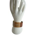 Peach and tan color block cuff bracelet with rhinestone accent statement bracele Gold Photo 1