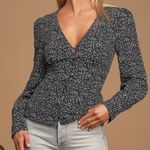 Lulus NWOT Black White Button Up Dress Top Photo 0