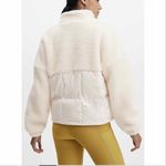 Fabletics Nelly Mixed Media Teddy Pullover Jacket Cream XL Half Zip Photo 4