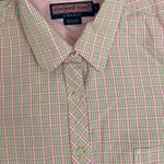 Vineyard Vines Preppy Pink Green Plaid 3/4 Sleeve Button Down Shirt Women's 6 Photo 2
