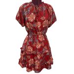 Band of Gypsies BAND OF THE FREE Boho Connie Garnet Floral Mini Dress Red Ruffle NWT Medium Photo 2