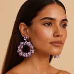 BaubleBar Sequin Pink and Lilac Beaded Earrings Photo 0