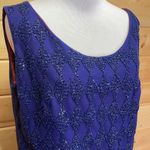 Handmade Beaded Sequin Diamond Tank Top Blouse Blue Size L Photo 2