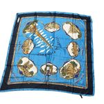 J Mico Sancho Paris scarf blue gold polyester 34 x 34 in. Souvenir de Paris Photo 4
