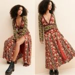 Free People  Tilda Maxi Wrap Dress Neutral Small Western Bohemian Witchy Photo 3