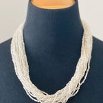 WHITE MULTISTRAND SEED BEAD NECKLACE Silver Photo 0