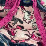 Handmade Angels Jean purse with horse print lining, lace handles Photo 1