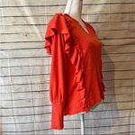 Pilcro Anthropologie  Lightweight Orange/Red Ruffle Sweater Size X-Small Photo 12