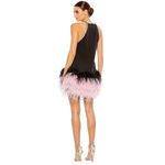 Mac Duggal NWT Feather Finished Short Beaded Beaded Dress in Black Size 2 Photo 1